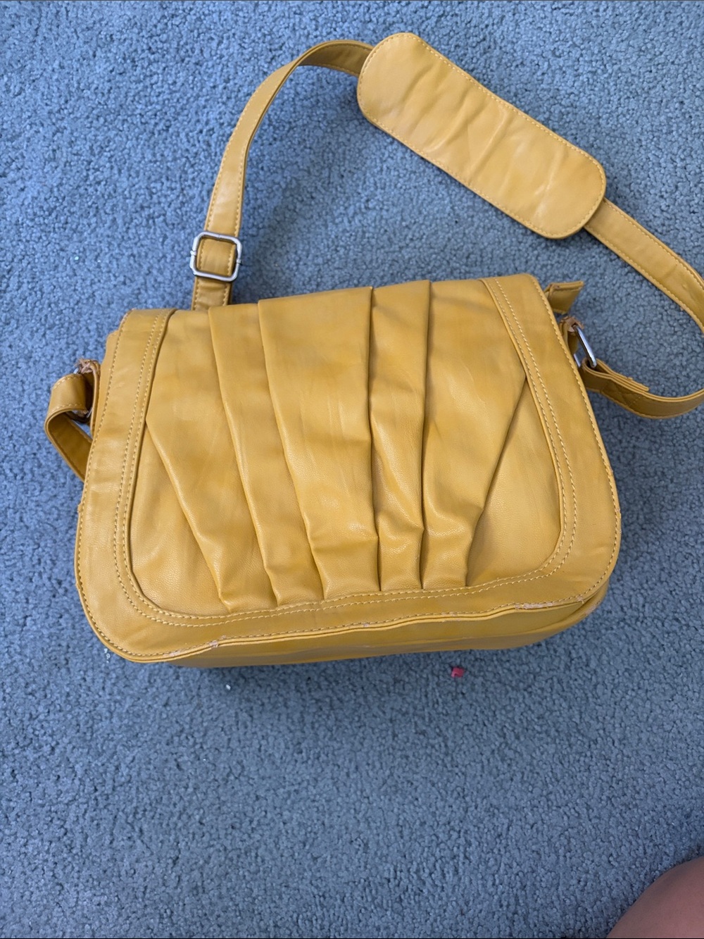 Mustard Yellow Pleated Crossbody Camera Bag